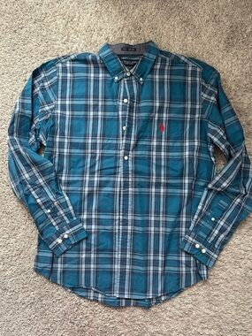 Polo by Ralph Lauren Teal and Navy Plaid Button-Down Shirt